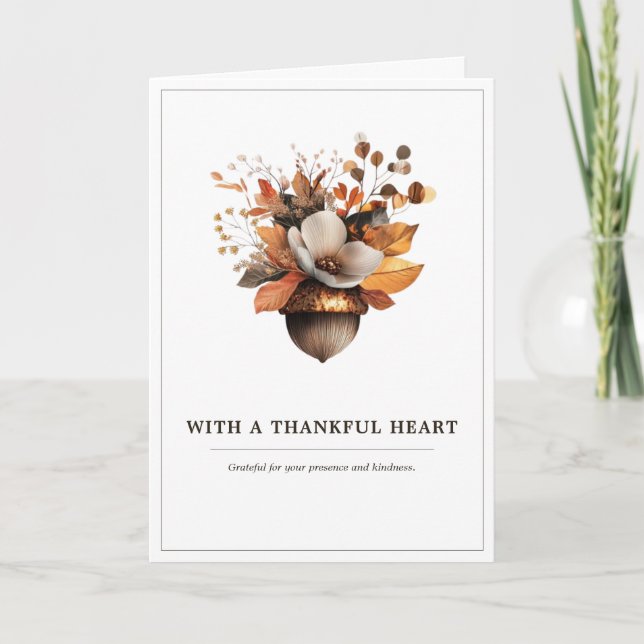 Carte De Remerciements Rustic Acorn Floral White Thank You Card (Devant)