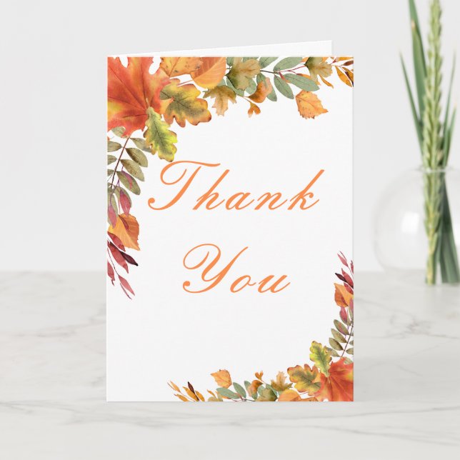 Carte De Remerciements Rustic Autumn Fall Leaves Thanksgiving Party (Devant)