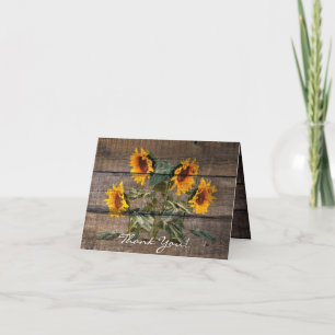 Carte De Remerciements Rustic Barn Wood Sunflower