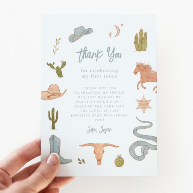 Carte De Remerciements Rustic Blue Cowboy fête d'anniversaire (Créateur téléchargé)