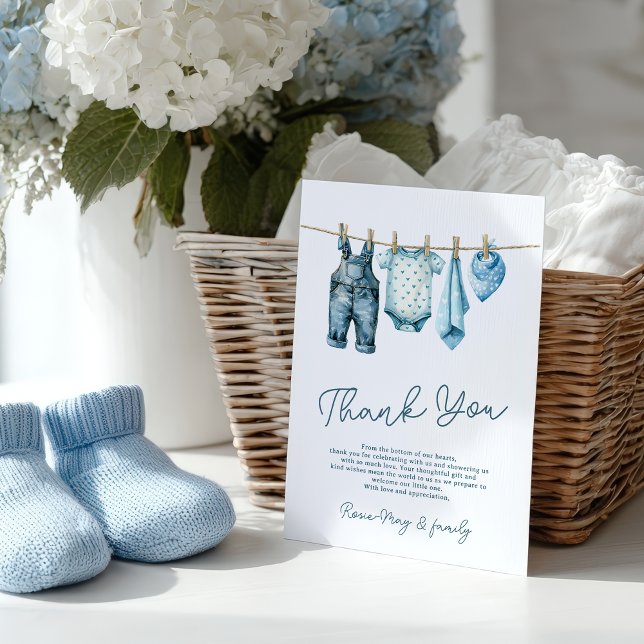 Carte De Remerciements Rustic Blue Jean Baby Denim Pays Baby shower (Rustic Blue Jean Baby Denim Country Baby Shower Thank You Card)