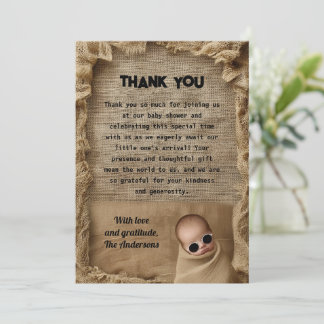 Carte De Remerciements Rustic Burlap Baby Shower Thank You Card