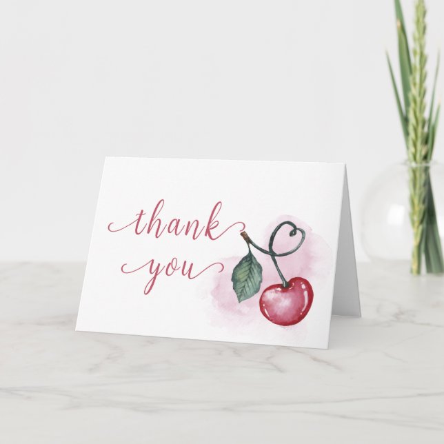 Carte De Remerciements Rustic Cherry Berry Sweethee Baby shower (Devant)