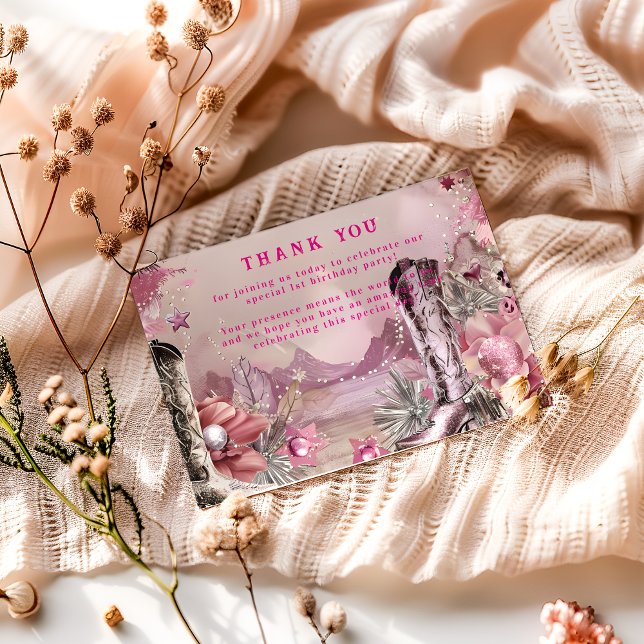 Carte De Remerciements Rustic Cowboy Rodeo 1st Birthday Design (Créateur téléchargé)