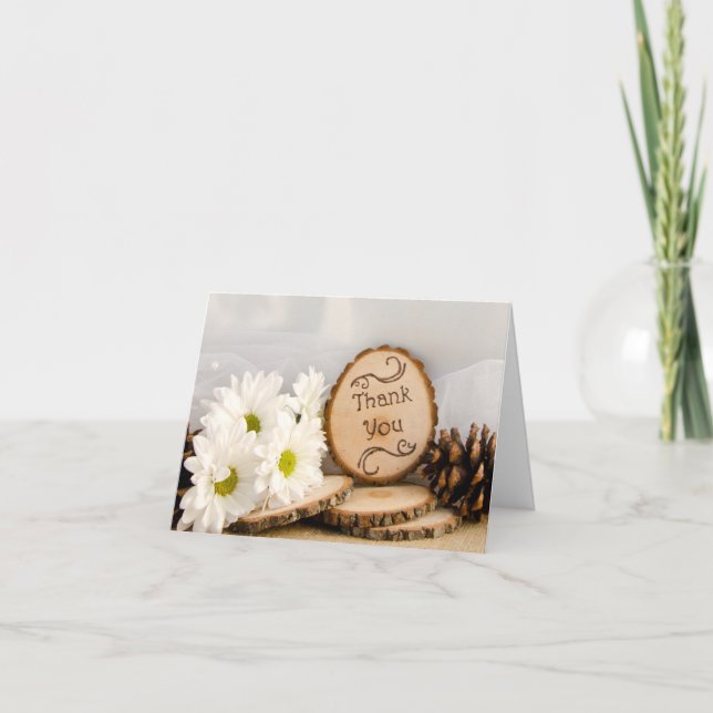 Carte De Remerciements Rustic Daisies Woodland Wedding Thank You (Devant)