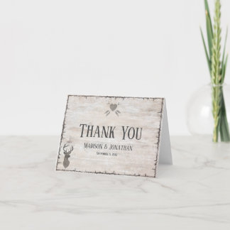 Carte De Remerciements Rustic Deer Antlers Wedding Thank You Cards