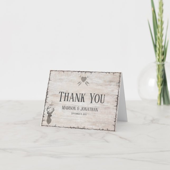 Carte De Remerciements Rustic Deer Antlers Wedding Thank You Cards (Devant)