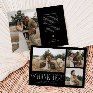 Carte De Remerciements Rustic Elegance Photo Collage Mariage Noir