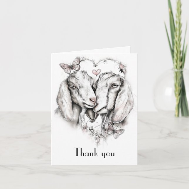 Carte De Remerciements Rustic elegant goat lovers thank you card (Devant)