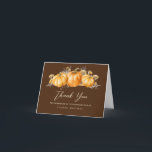 Carte De Remerciements Rustic Fall Citrouille Photo 50th Birthday Folded<br><div class="desc">Une belle et élégante carte de remerciements conçue spécialement pour un 50ème anniversaire. A l'avant, il est décoré d'un citrouille d'automne orangé avec des fleurs et des feuilles. Trois lignes sont fournies pour un merci customisé. A l'intérieur, il y a une photo du célébrant de l'anniversaire et un message de...</div>