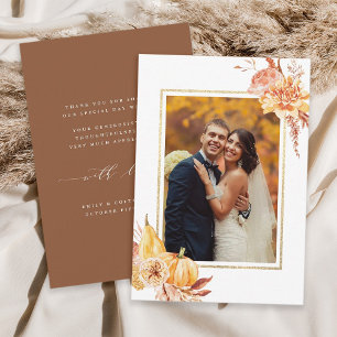 Carte De Remerciements Rustic Fall or Floral Aquarelle Mariage photo