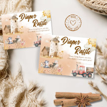 Rustic Farm Animal Baby Shower Diaper Raffle Card