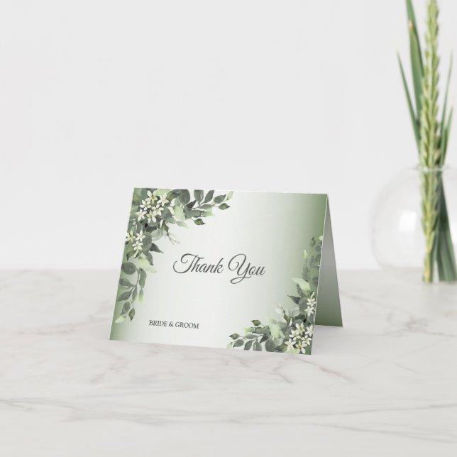 Carte De Remerciements Rustic Floral Greenery Eucalyptus Leaves (Devant)