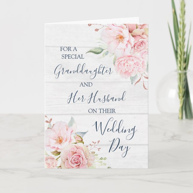 Carte De Remerciements Rustic Floral Wedding Day Granddaughter (Devant)