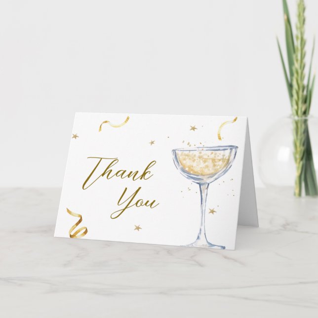Carte De Remerciements Rustic Gold Brunch Baby shower champagne Bubbly (Devant)