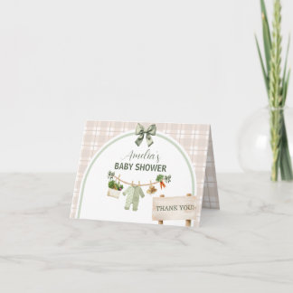 Carte De Remerciements Rustic Green Locally Grown Baby Shower 