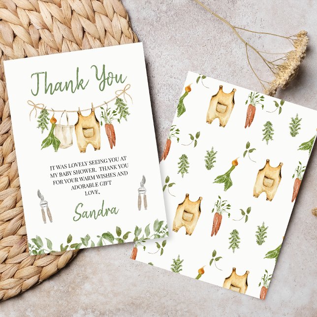 Carte De Remerciements Rustic Green Locally Grown Baby Shower  (Locally Grown baby Shower Thank You Card, Rustic Farmers Market Baby Shower Thank You Card, Clothes)