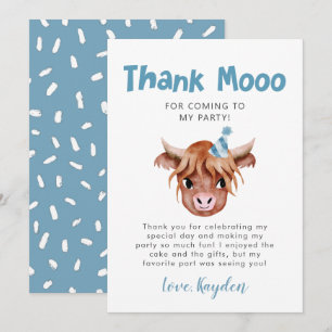 Carte De Remerciements Rustic Highland Cow Boys Anniversaire