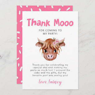Carte De Remerciements Rustic Highland Cow Girls Anniversaire