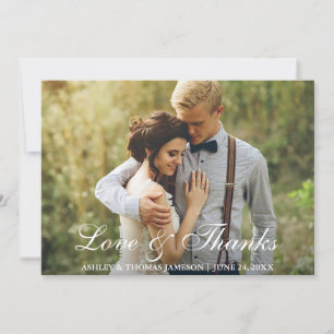 Carte De Remerciements Rustic Mariage Photo Love and Thanks