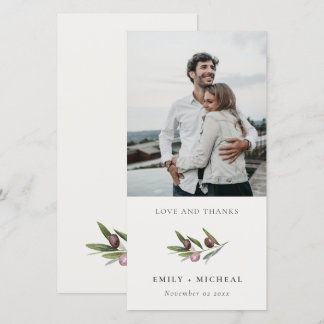 Carte De Remerciements Rustic Minimal Olive Branch Foliage Mariage Photo