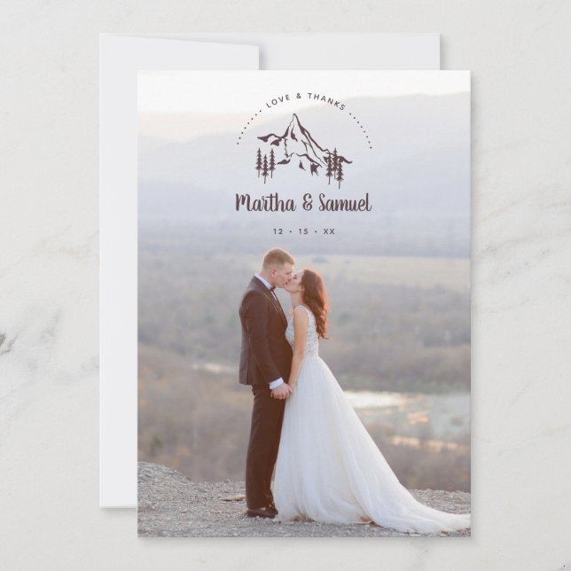 Carte De Remerciements Rustic Mountains Landscape Romantic Photo Wedding (Devant)