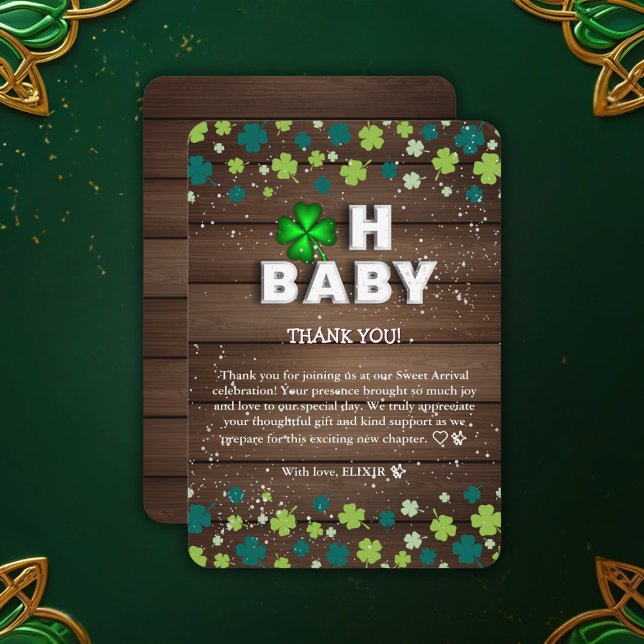 Carte De Remerciements Rustic Oh Baby St. Patrick's Day Baby shower (Créateur téléchargé)