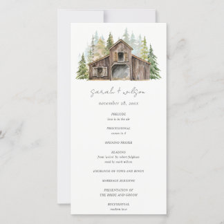 Carte De Remerciements Rustic Pine Woods Forest Barnyard Wedding Programm