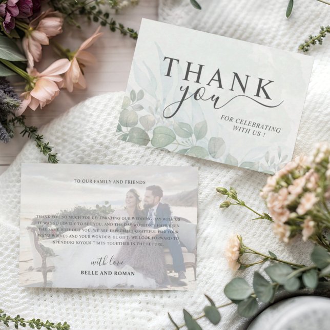 Carte De Remerciements Rustic Sage Green Thank You Eucalyptus Wedding  (Créateur téléchargé)