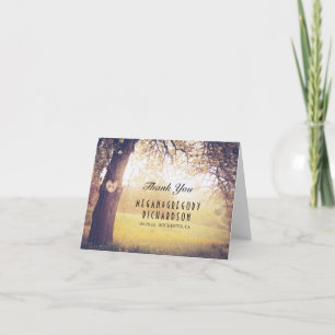 Carte De Remerciements Rustic Tree and Wood Heart Wedding Thank You