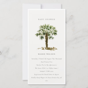 Carte De Remerciements Rustic Tropical Beach Palm Tree Baby shower Invita