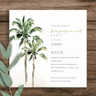 Carte De Remerciements Rustic Tropical Beach Palm Trees Fiançailles Invit