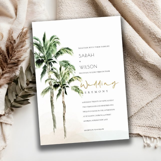 Carte De Remerciements Rustic Tropical Beach Palm Trees Mariage Inviter (Créateur téléchargé)