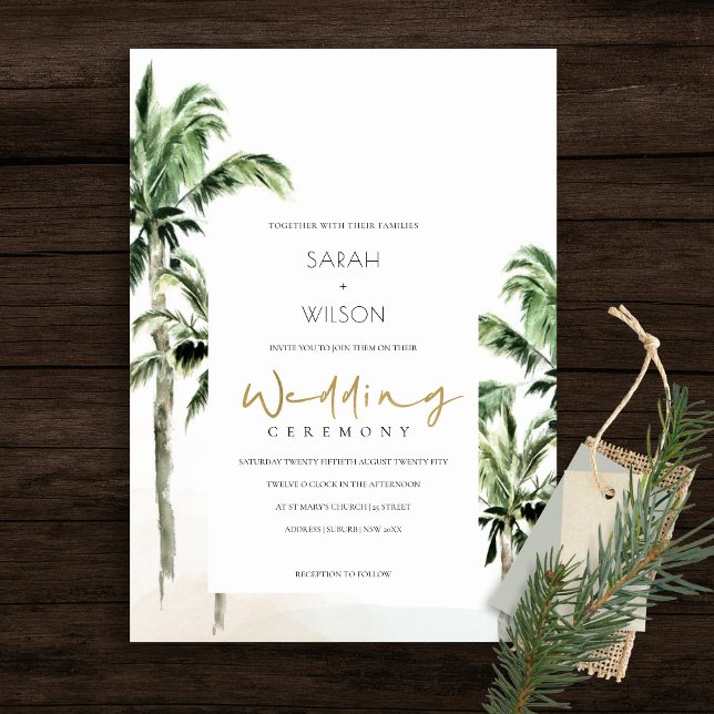 Carte De Remerciements Rustic Tropical Beach Palm Trees Wedding Invite (Créateur téléchargé)