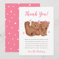 Rustic Twin Girls Cub Baby shower d'ours