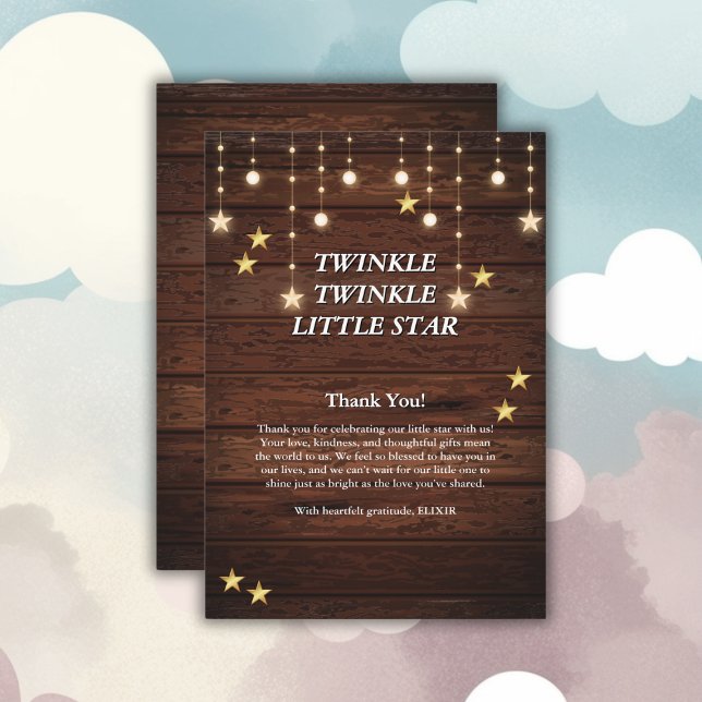Carte De Remerciements Rustic Twinkle Twinkle Little Star Baby shower (Créateur téléchargé)