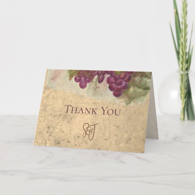 Carte De Remerciements Rustic Vineyard Wine Country Wedding Monogram (Devant)