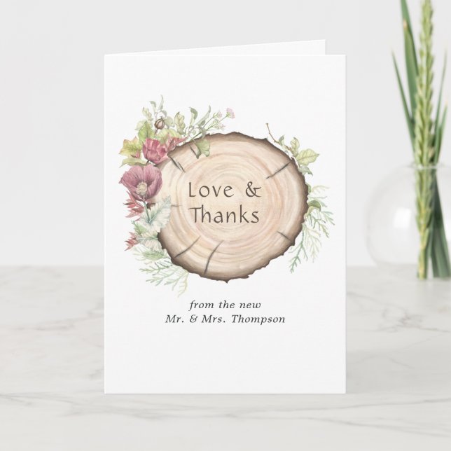 Carte De Remerciements Rustic Watercolor Forest Mariage Photo (Devant)