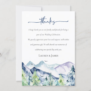 Carte De Remerciements Rustic Watercolor Mountains Mariage