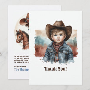 Carte De Remerciements Rustic Western Howdy, Partenaire ! Anniversaire de