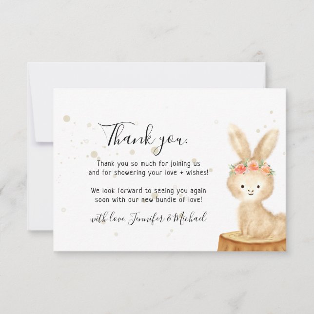 Carte De Remerciements Rustic wild animal bunny rabbit cute Thank You (Devant)