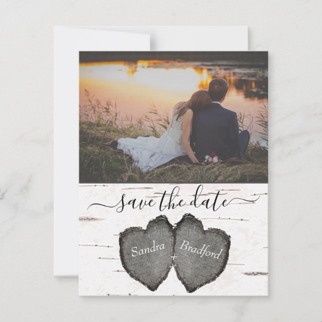Carte De Remerciements Rustic Wood Hearts Aspen photo Enregistrer la cart (Devant)