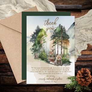 Carte De Remerciements Rustic Woodland Adventure Attend Boy Baby shower