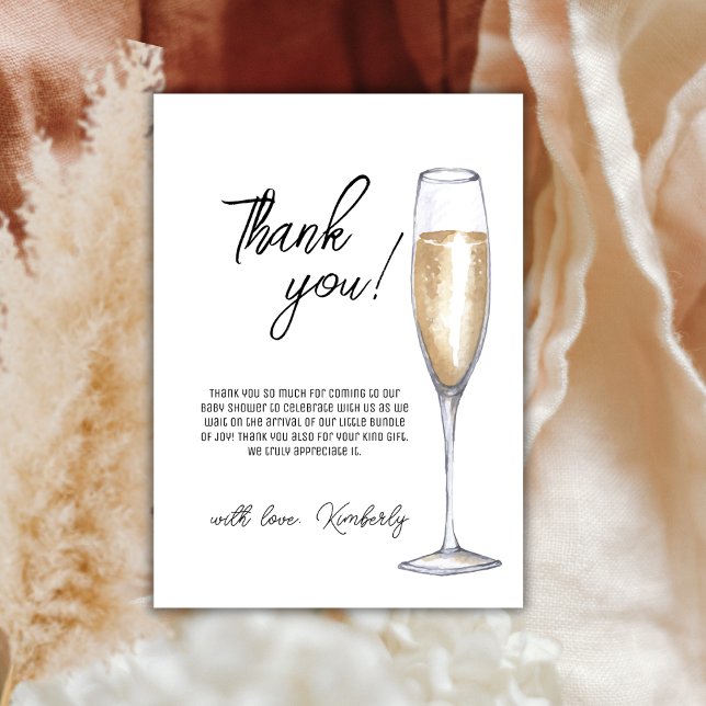 Carte De Remerciements Rustique Boho Champagne Brunch Baby shower Bubbly (Rustic Boho Champagne Brunch Bubbly Baby Shower Thank You Card)