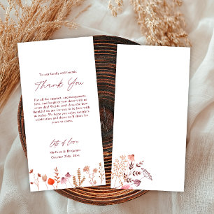 Carte De Remerciements Rustique Boho Chic Automne Fleur sauvage Mariage