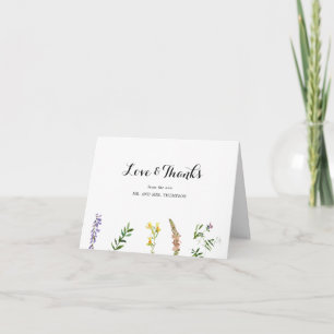 Carte De Remerciements Rustique Boho Floral Fleur sauvage Élégant mariage