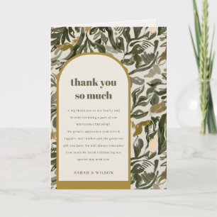 Carte De Remerciements Rustique Boho Retro Arch Mariage botanique vert