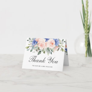 Carte De Remerciements Rustique Chic Blush Blue Floral Rose Mariage nupti