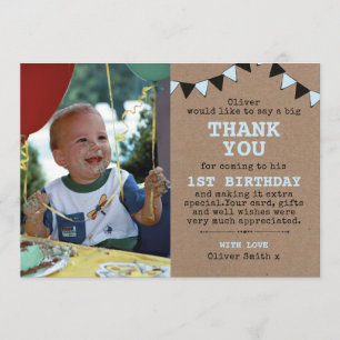 Carte de remerciements rustique d'anniversaire de