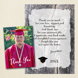Carte de remerciements Rustique de Graduation Oues